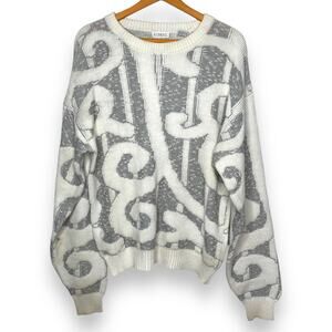 Vintage 90s Koman men's unisex swirled textured chunky knit sweater SZ L